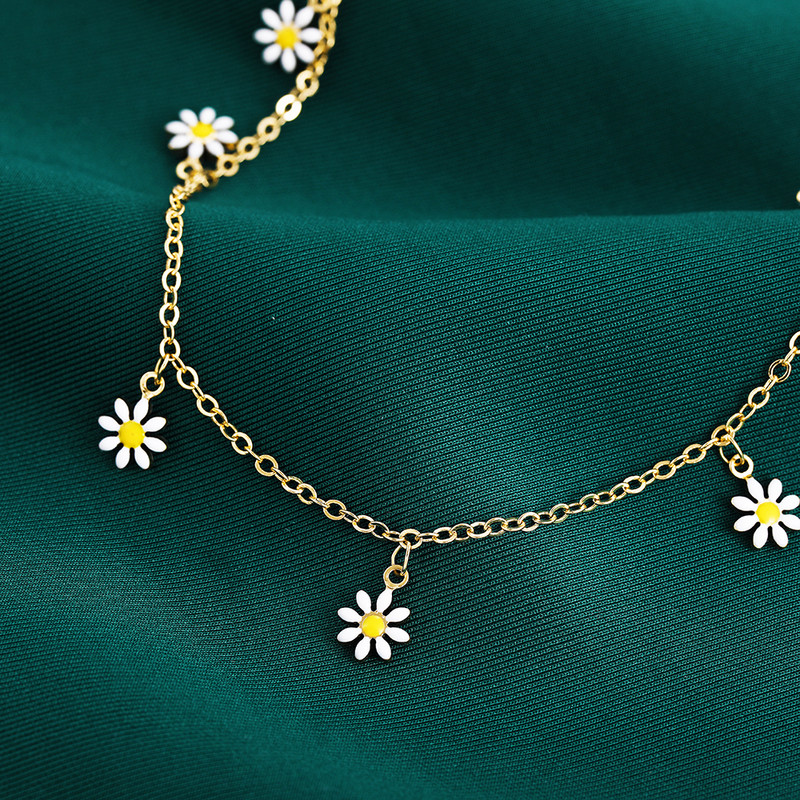 Drăguț gleznă cu flori de margaretă pentru femei, gleznă de plajă, brățară pentru picioare, lanț de picior boem lucrat manual, bijuterii boho, sandale cadou