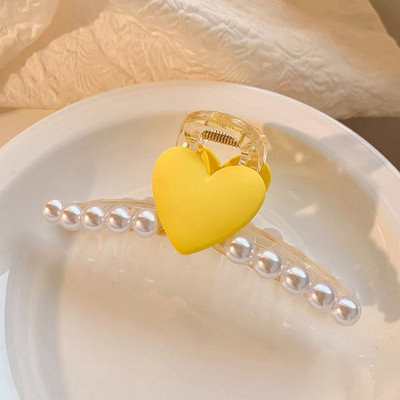 Nagy szívű hajkarmos kapocs Nagy Barrette lófarok tartó Gyöngy Claw Clips Tűk Hajcsat Nyári koreai hajkiegészítők nőknek