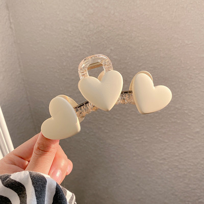 Nagy szívű hajkarmos kapocs Nagy Barrette lófarok tartó Gyöngy Claw Clips Tűk Hajcsat Nyári koreai hajkiegészítők nőknek