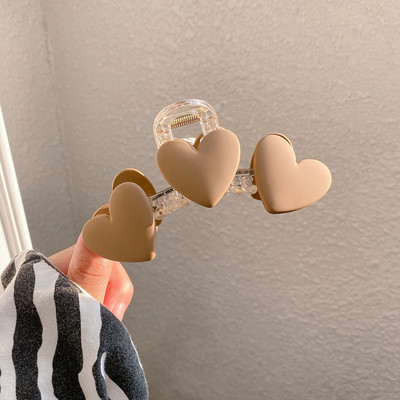 Nagy szívű hajkarmos kapocs Nagy Barrette lófarok tartó Gyöngy Claw Clips Tűk Hajcsat Nyári koreai hajkiegészítők nőknek