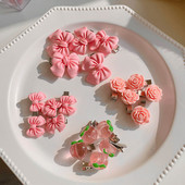 Pachet de 5 bucăți/seturi mici, drăguțe, trandafir, roz, flori, agrafe de păr, ace pentru fete, mini cleme de păr, accesorii de păr la modă coreeană