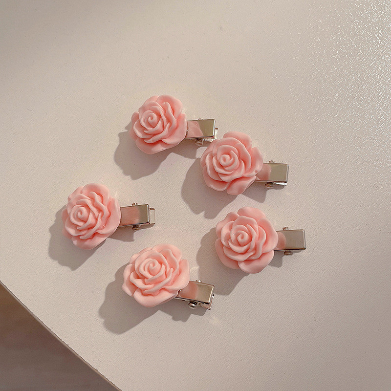 Pachet de 5 bucăți/seturi mici, drăguțe, trandafir, roz, flori, agrafe de păr, ace pentru fete, mini cleme de păr, accesorii de păr la modă coreeană