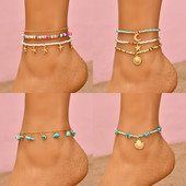 Ljetne narukvice za gležnjeve u obliku školjki morske zvijezde za plažu Nepravilne ručno izrađene narukvice za gležnjeve od prirodnog kamena bosa na nozi Boho nakit 2022.