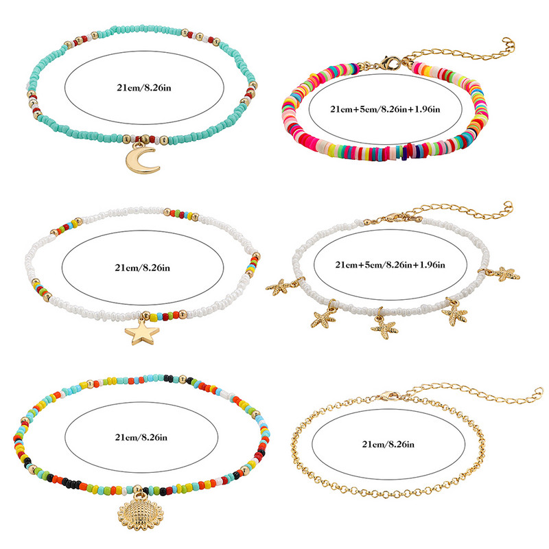 Ljetne narukvice za gležnjeve u obliku školjki morske zvijezde za plažu Nepravilne ručno izrađene narukvice za gležnjeve od prirodnog kamena bosa na nozi Boho nakit 2022.