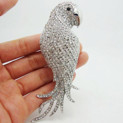 Fashion Exquisite Rhinestone Parrot Animal καρφίτσα για γυναίκες Γούρι Ιδιοσυγκρασία Πουλόβερ γιακά Αξεσουάρ καρφίτσα κορσάζ