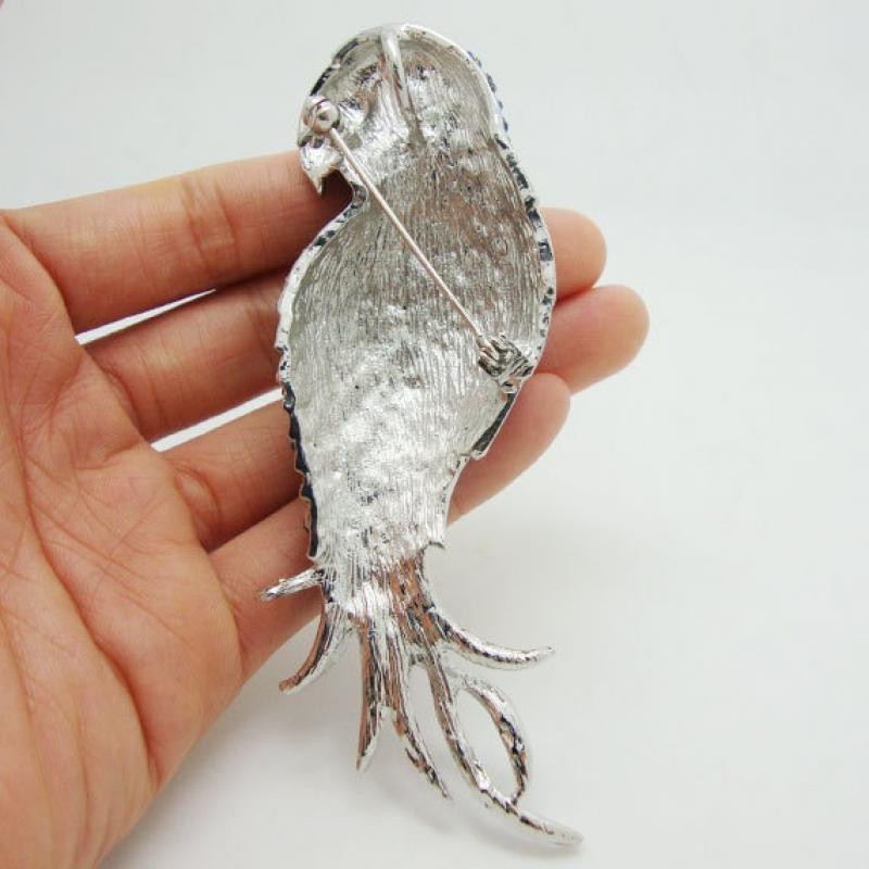 Broșă de modă rafinată cu strasuri papagal pentru femei farmec temperament pulover guler corsaj ace accesorii