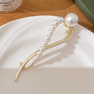 Agrafă de păr din aur din metal perlat de modă Agrafe de păr cu diamant Suport pentru coadă de cal Ace și cleme pentru gheare de păr Accesorii pentru bijuterii de păr de nuntă