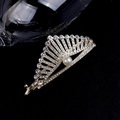 Agrafă de păr din aur din metal perlat de modă Agrafe de păr cu diamant Suport pentru coadă de cal Ace și cleme pentru gheare de păr Accesorii pentru bijuterii de păr de nuntă