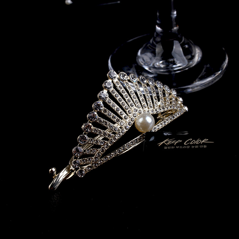 Agrafă de păr din aur din metal perlat de modă Agrafe de păr cu diamant Suport pentru coadă de cal Ace și cleme pentru gheare de păr Accesorii pentru bijuterii de păr de nuntă