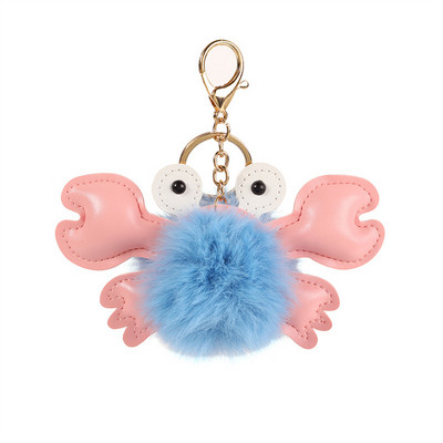 Breloc cu pandantiv în formă de crab, breloc din piele cu pompon, pentru femei, ornamente de geantă de modă, breloc, breloc pentru mașină, accesorii, cadouri