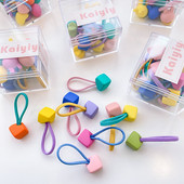 10db/dobozos csomag Kawaii lányok hajkötők aranyos gyerek klip golyós szív aranyos scrunchis gumiszalag lófarok tartó haj kiegészítők