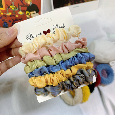 Pachet de 6/8 buc. Scrunchies de păr frânghie din satin Suporturi pentru coadă de cal pentru fete Benzi elastice pentru păr Accesorii pentru păr pentru femei