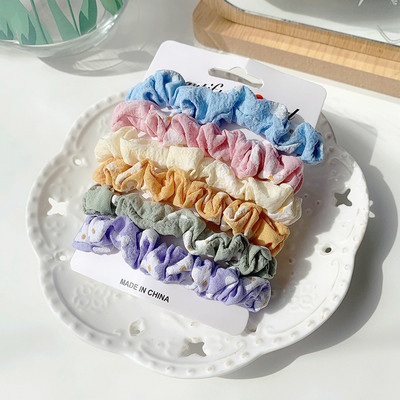 Pachet de 6/8 buc. Scrunchies de păr frânghie din satin Suporturi pentru coadă de cal pentru fete Benzi elastice pentru păr Accesorii pentru păr pentru femei