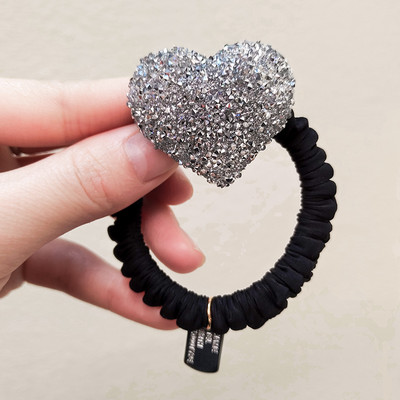 Suport pentru coadă de cal cu cap de urs drăguț, fundă roșie completă, accesorii de păr cu strasuri, pentru femei, cravate de urs, banda de cauciuc, inel de păr pentru fete