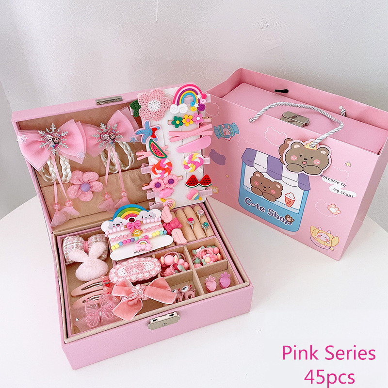 Seturi Accesorii De Păr Copii Pachet Cutie Cadou Pentru Fete Cado de Naștere Copii Drăguți Agrafe Coreeane Agrafe Agrafe
