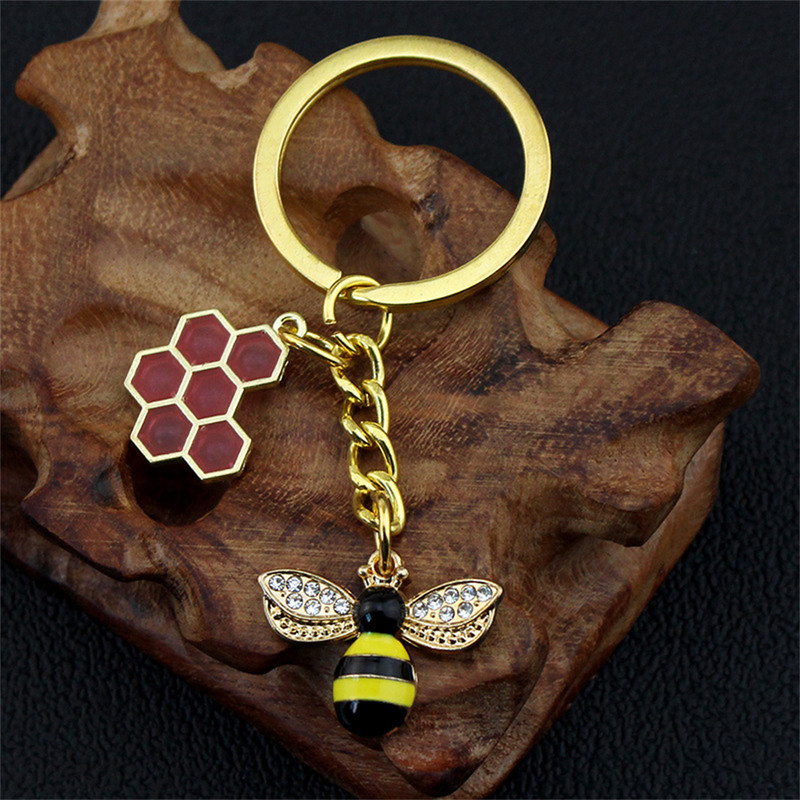 Aliaj rafinat Ulei cu strass Breloc albine Breloc Hexagon Fagure de miere Breloc Geanta Ornament Accesoriu Bibel
