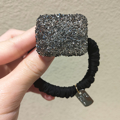 Full Flash Drill Head Funie Suport pentru coadă de cal Strass Accesorii de păr pentru femei Urs roșu Ins Cravată Benzi de cauciuc Inel de păr feminin