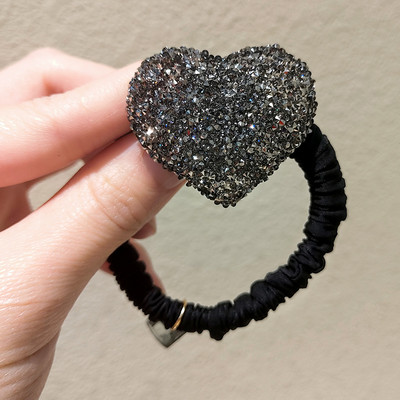 Full Flash Drill Head Funie Suport pentru coadă de cal Strass Accesorii de păr pentru femei Urs roșu Ins Cravată Benzi de cauciuc Inel de păr feminin