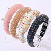 Luksusa Bling Crystal galvassegas matu aksesuāri sievietēm Roku darbs matu lentes ar pērlītēm grims Galvassegas Dizaineru galvas lentes priekšgala lentes