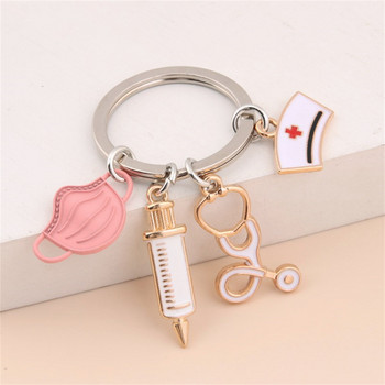 Νέο Doctor Keychain Ιατρικό εργαλείο μπρελόκ Σύριγγα έγχυσης Στηθοσκόπιο Νοσοκόμας Καπάκι Μπρελόκ Medico Δώρο DIY Κοσμήματα Χειροποίητα