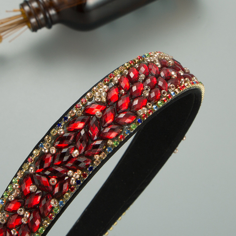 Bentite de păr cu strasuri de lux Accesorii pentru păr pentru femei, benzi de păr late, colorate, lucrate manual, cu mărgele, benzile de designer