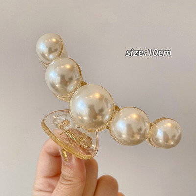 Agrafe mari pentru gheare de păr din metal auriu, pentru femei, cleme de perle, bijuterii, ace cu gheare cu strass, accesorii coreene pentru fete.