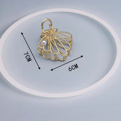 Agrafe mari pentru gheare de păr din metal auriu, pentru femei, cleme de perle, bijuterii, ace cu gheare cu strass, accesorii coreene pentru fete.