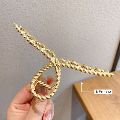 Agrafe mari pentru gheare de păr din metal auriu, pentru femei, cleme de perle, bijuterii, ace cu gheare cu strass, accesorii coreene pentru fete.