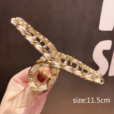 Agrafe mari pentru gheare de păr din metal auriu, pentru femei, cleme de perle, bijuterii, ace cu gheare cu strass, accesorii coreene pentru fete.