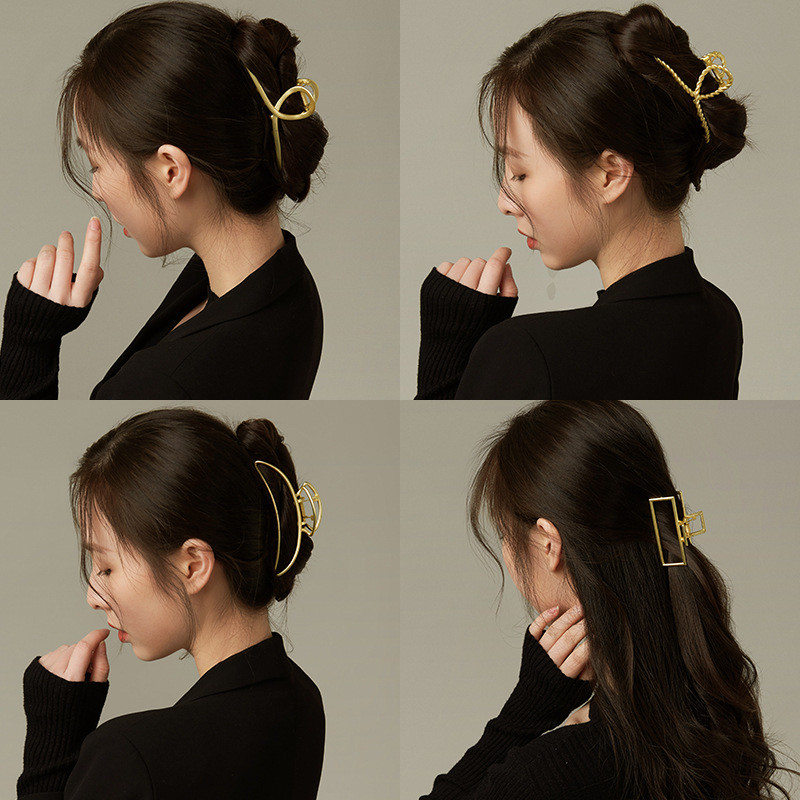 Agrafe mari pentru gheare de păr din metal auriu, pentru femei, cleme de perle, bijuterii, ace cu gheare cu strass, accesorii coreene pentru fete.
