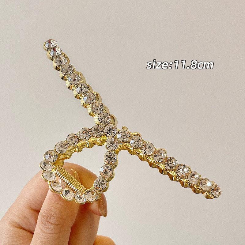 Agrafe mari pentru gheare de păr din metal auriu, pentru femei, cleme de perle, bijuterii, ace cu gheare cu strass, accesorii coreene pentru fete.