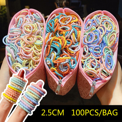 100/1000 vnt./pak. Plaukų kaklaraiščiai Elastiniai Scrunchies Plaukų juostelės Virvelės Vaikų plaukų aksesuarai Mergaitėms Guminės arklio uodegos laikiklis Guminės juostos