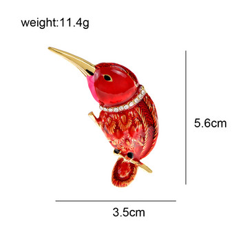 CINDY XIANG Емайлирани сладки брошки с птици за жени Модна игла с кристали с животни Червени очи Зимно палто Аксесоари за рокля Добър подарък
