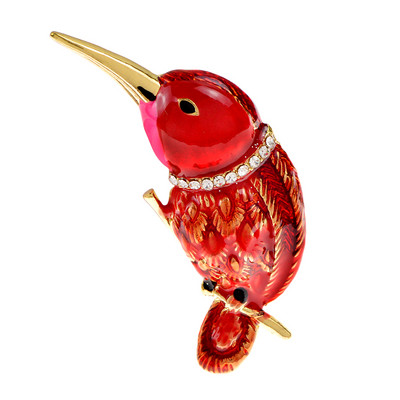 CINDY XIANG Broșe drăguțe de păsări emailate pentru femei, cu strasuri, modă, pentru animale, ochi roșii, haine de iarnă, accesorii pentru rochie, cadou bun