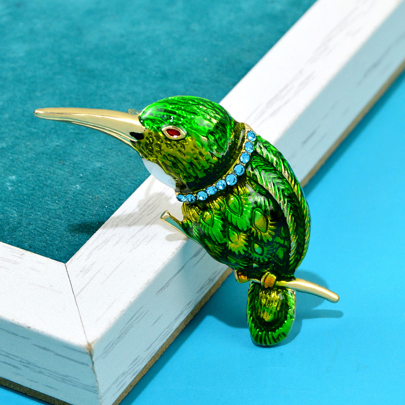 CINDY XIANG Broșe drăguțe de păsări emailate pentru femei, cu strasuri, modă, pentru animale, ochi roșii, haine de iarnă, accesorii pentru rochie, cadou bun