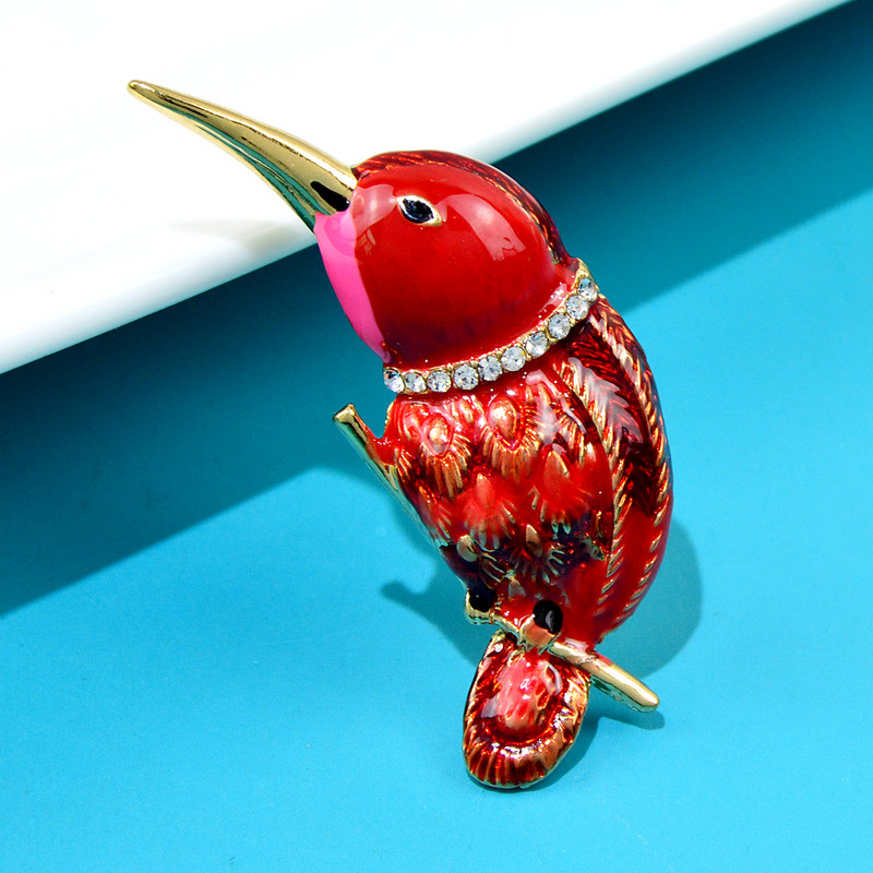 CINDY XIANG Broșe drăguțe de păsări emailate pentru femei, cu strasuri, modă, pentru animale, ochi roșii, haine de iarnă, accesorii pentru rochie, cadou bun