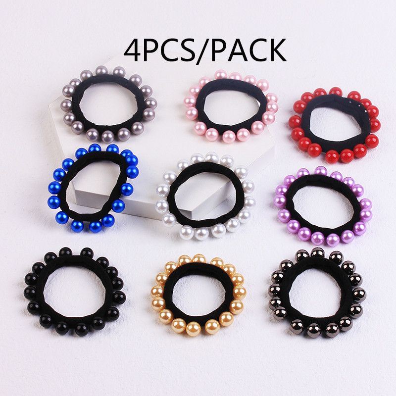 2/4 bucăți/pachet scrunchies de păr cu fundă mare de perle pentru femei coreeane legături de păr benzi de frânghie suport pentru coadă de cal fete seturi de accesorii de păr pentru nuntă