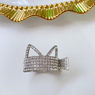 Agrafă de păr metal cu strasuri perle Agrafe de păr mici cu diamant Suport înalt pentru coadă de cal Gheare de păr Nuntă Accesorii pentru bijuterii pentru păr coreeană