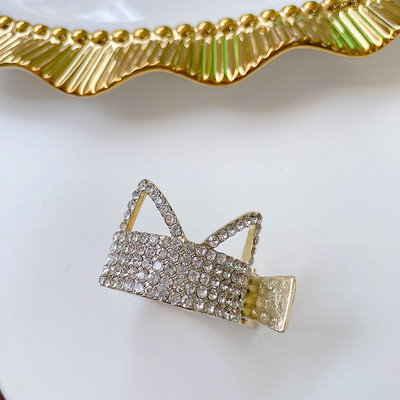 Agrafă de păr metal cu strasuri perle Agrafe de păr mici cu diamant Suport înalt pentru coadă de cal Gheare de păr Nuntă Accesorii pentru bijuterii pentru păr coreeană