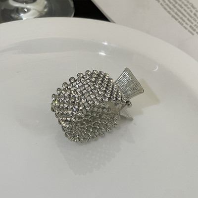 Agrafă de păr metal cu strasuri perle Agrafe de păr mici cu diamant Suport înalt pentru coadă de cal Gheare de păr Nuntă Accesorii pentru bijuterii pentru păr coreeană