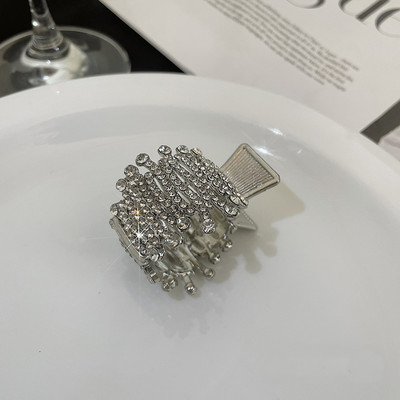 Agrafă de păr metal cu strasuri perle Agrafe de păr mici cu diamant Suport înalt pentru coadă de cal Gheare de păr Nuntă Accesorii pentru bijuterii pentru păr coreeană