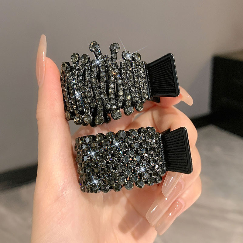 Agrafă de păr metal cu strasuri perle Agrafe de păr mici cu diamant Suport înalt pentru coadă de cal Gheare de păr Nuntă Accesorii pentru bijuterii pentru păr coreeană