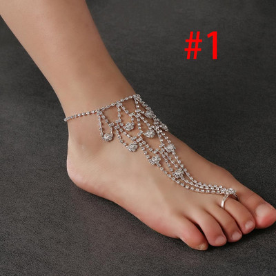 1 db Fashion Exquisite menyasszonyi kristály strand mezítlábas szandál lábujj boka karkötő ékszer láblánc