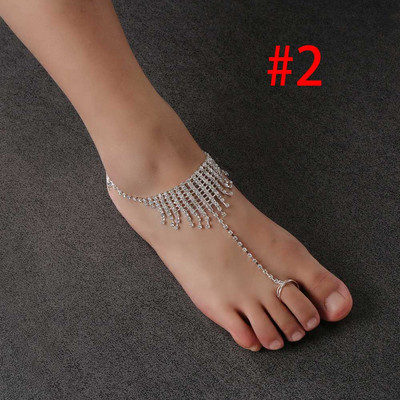 1 db Fashion Exquisite menyasszonyi kristály strand mezítlábas szandál lábujj boka karkötő ékszer láblánc