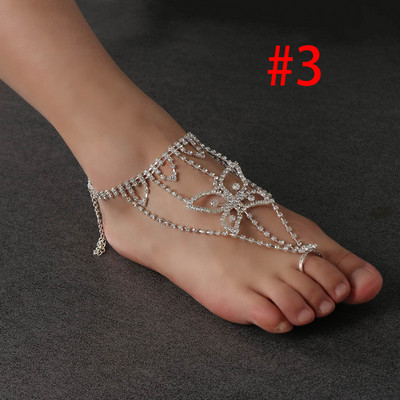 1 db Fashion Exquisite menyasszonyi kristály strand mezítlábas szandál lábujj boka karkötő ékszer láblánc