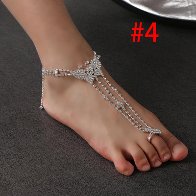 1 db Fashion Exquisite menyasszonyi kristály strand mezítlábas szandál lábujj boka karkötő ékszer láblánc