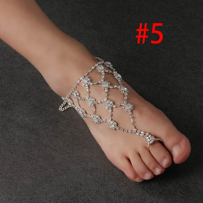 1 db Fashion Exquisite menyasszonyi kristály strand mezítlábas szandál lábujj boka karkötő ékszer láblánc