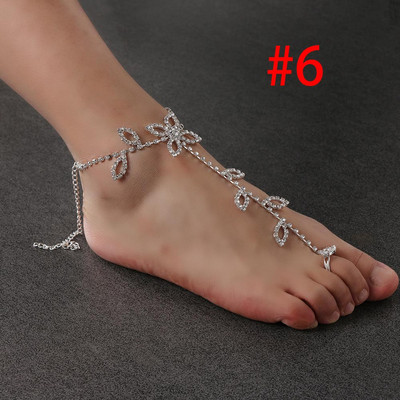 1 db Fashion Exquisite menyasszonyi kristály strand mezítlábas szandál lábujj boka karkötő ékszer láblánc