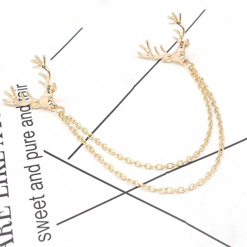 Bijuterii stil vintage oaie cap de cerb femei ciucuri femei ciucuri lanț aliaj guler pin broșă en-gros cadou de Crăciun fierbinte