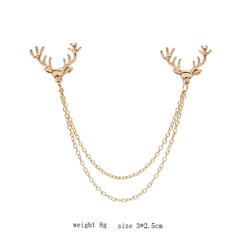 Bijuterii stil vintage oaie cap de cerb femei ciucuri femei ciucuri lanț aliaj guler pin broșă en-gros cadou de Crăciun fierbinte